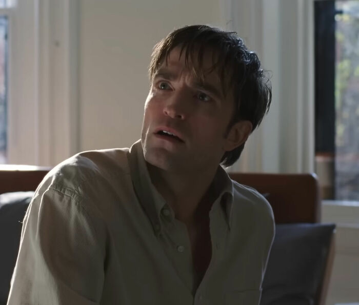 Robert Pattinson looking surprised in a scene related to Zendaya's viral engagement ad dropping recently. Robert Pattinson looking surprised in a scene related to Zendaya's viral engagement ad dropping recently.