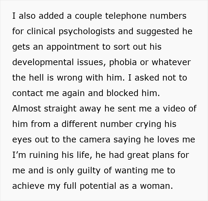 Text excerpt about a boyfriend demanding laser removal of body hair from girlfriend and getting destroyed online.