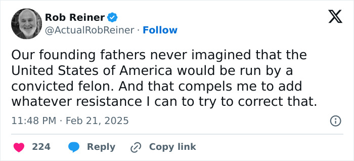 Rob Reiner tweet criticizing leadership, viewed while discussing Jimmy Kimmel's response to Donald Trump's hateful and vile comments. Rob Reiner tweet criticizing leadership, viewed while discussing Jimmy Kimmel's response to Donald Trump's hateful and vile comments.