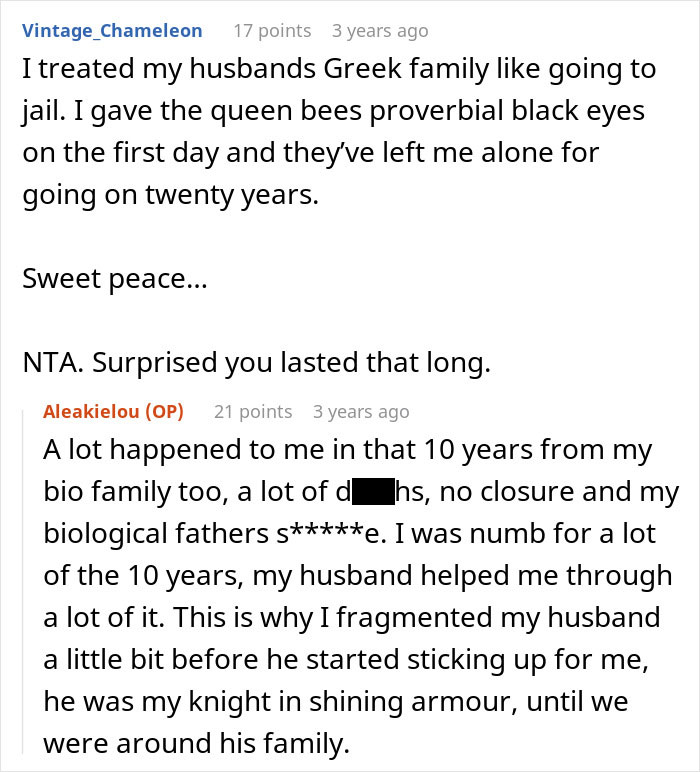 Reddit conversation about exploding 10 years of repressed rage and dealing with family issues involving MIL.