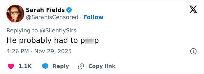 Tweet reply by Sarah Fields discussing a French soldier’s odd behavior behind Macron sparking conspiracy theories.