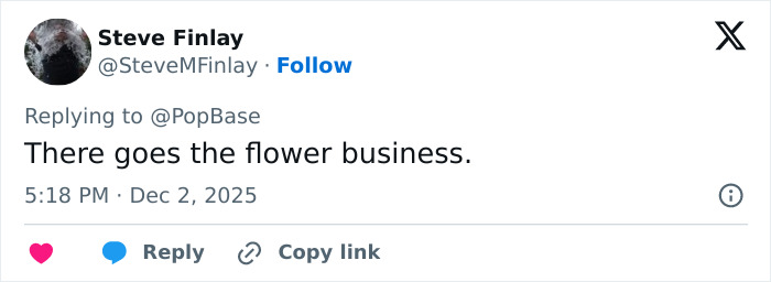 Tweet by Steve Finlay replying to PopBase about the engagement, sparking mixed reactions on Miley Cyrus and Maxx Morando. Tweet by Steve Finlay replying to PopBase about the engagement, sparking mixed reactions on Miley Cyrus and Maxx Morando.