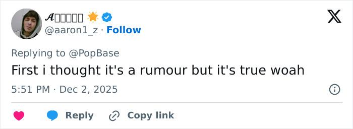 Screenshot of a social media reply reacting to Miley Cyrus and Maxx Morando’s engagement with surprise and disbelief. Screenshot of a social media reply reacting to Miley Cyrus and Maxx Morando’s engagement with surprise and disbelief.