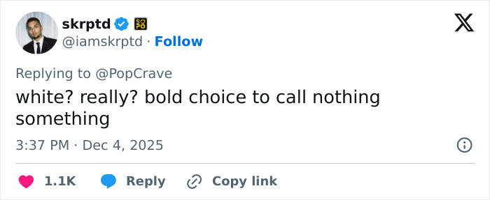 Tweet by user skrptd questioning Pantone’s color choice, sparking debate about Pantone’s racist Color of the Year online.