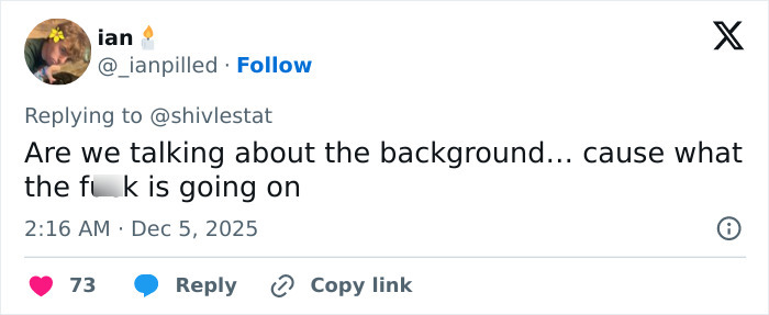 Twitter screenshot showing a user reacting to a bizarre detail noticed after Rebel Wilson shares photo with Ariana Grande. Twitter screenshot showing a user reacting to a bizarre detail noticed after Rebel Wilson shares photo with Ariana Grande.