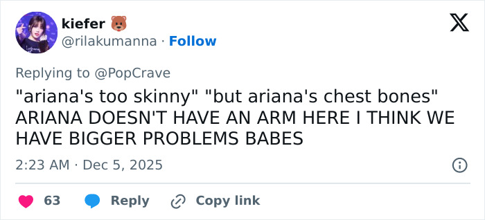 Tweet discussing a bizarre detail noticed by people after Rebel Wilson shares photo with Ariana Grande on social media. Tweet discussing a bizarre detail noticed by people after Rebel Wilson shares photo with Ariana Grande on social media.