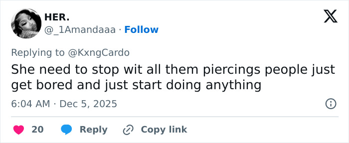 Twitter user commenting negatively about Cardi B’s new neck and back piercings receiving backlash online.