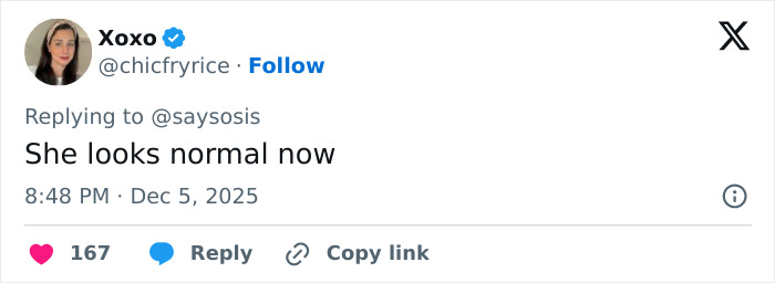 User profile picture of Xoxo with dark hair, sharing a tweet about Miley Cyrus’s youthful glow and viral makeover. User profile picture of Xoxo with dark hair, sharing a tweet about Miley Cyrus’s youthful glow and viral makeover.