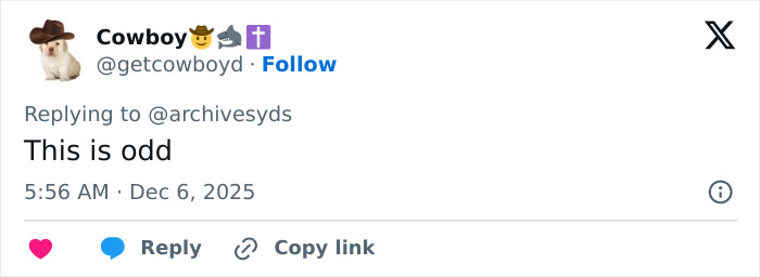 Tweet from user Cowboy reading This is odd, related to viral video of Sydney Sweeney and Amanda Seyfried sparking debate on media bias. Tweet from user Cowboy reading This is odd, related to viral video of Sydney Sweeney and Amanda Seyfried sparking debate on media bias.