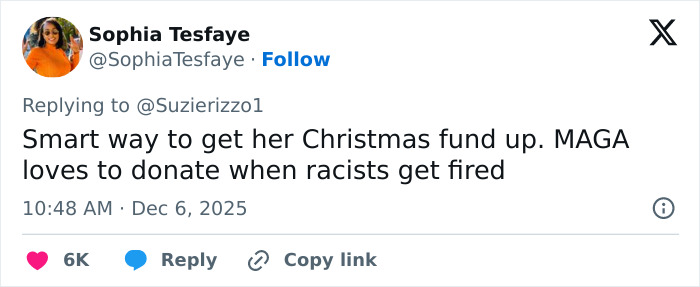 Tweet from Sophia Tesfaye criticizing a Cinnabon worker after a racist tirade against a Somali couple. Tweet from Sophia Tesfaye criticizing a Cinnabon worker after a racist tirade against a Somali couple.