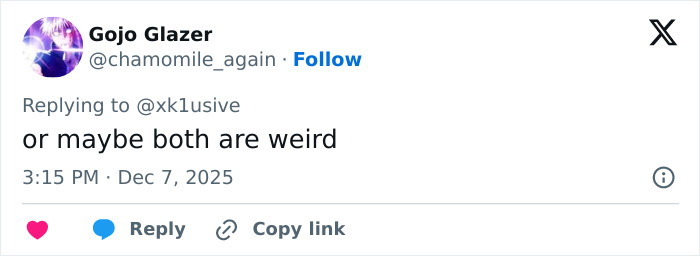 Tweet by Gojo Glazer replying to another user, sparking debate over media bias and racial double standards in viral Sydney Sweeney video. Tweet by Gojo Glazer replying to another user, sparking debate over media bias and racial double standards in viral Sydney Sweeney video.