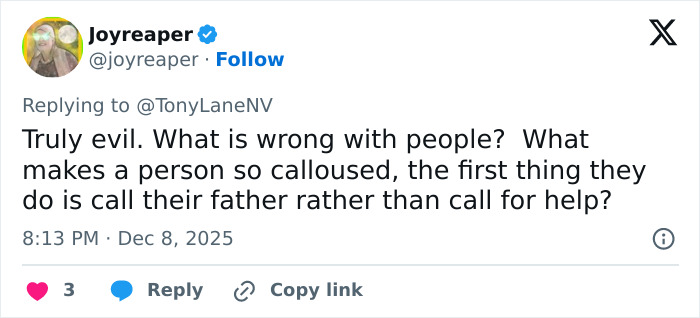 Screenshot of a social media comment questioning the behavior of a wealthy US student after an altercation. Screenshot of a social media comment questioning the behavior of a wealthy US student after an altercation.