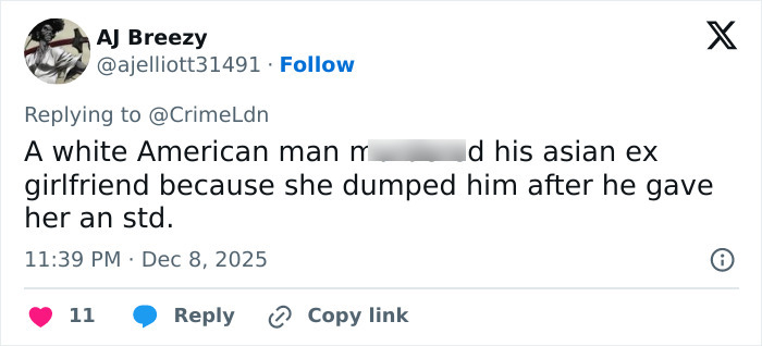 Tweet showing a user discussing behavior of a wealthy US student after leaving girlfriend unresponsive following altercation. Tweet showing a user discussing behavior of a wealthy US student after leaving girlfriend unresponsive following altercation.