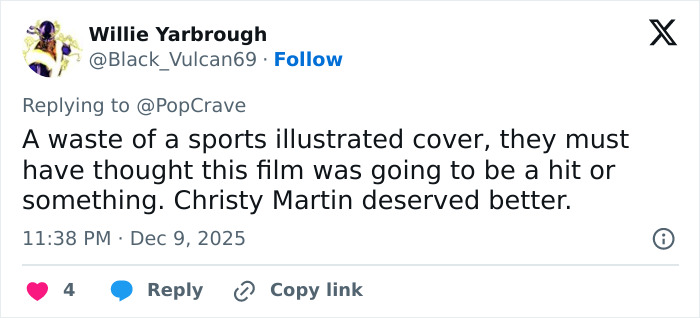 Twitter comment by Willie Yarbrough criticizing a Sports Illustrated cover and mentioning Christy Martin. Twitter comment by Willie Yarbrough criticizing a Sports Illustrated cover and mentioning Christy Martin.