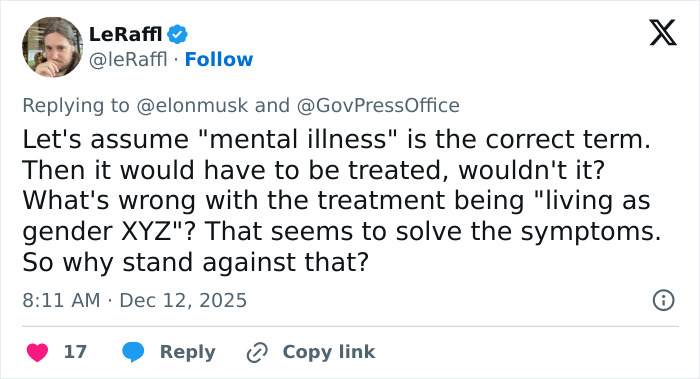 Tweet discussing mental illness and treatment in relation to Elon Musk’s comment about his daughter Vivian sparking outrage online Tweet discussing mental illness and treatment in relation to Elon Musk’s comment about his daughter Vivian sparking outrage online
