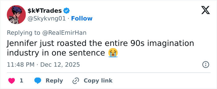 Tweet discussing Jennifer Connelly’s regrets about an iconic movie scene sparking debate about her career. Tweet discussing Jennifer Connelly’s regrets about an iconic movie scene sparking debate about her career.
