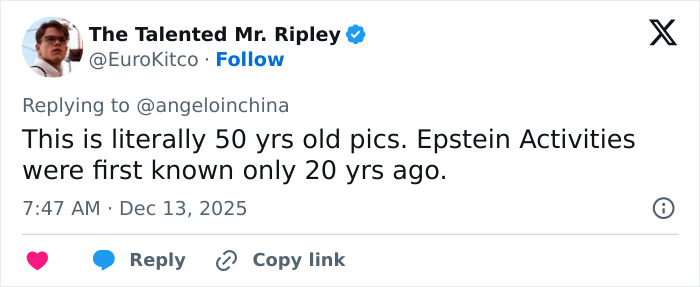 Screenshot of a social media comment discussing Epstein desk photo and new estate images backlash after Congress release.