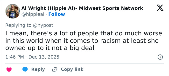 Screenshot of a social media comment downplaying the backlash against Miss Finland over a racist gesture incident. Screenshot of a social media comment downplaying the backlash against Miss Finland over a racist gesture incident.