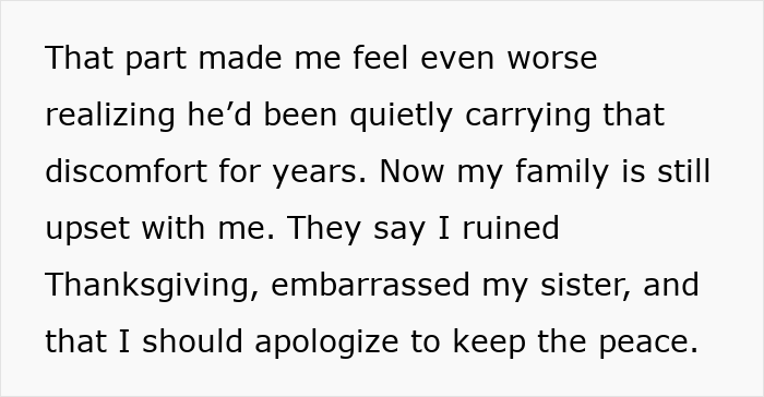 Alt text: Woman clapping back at brother-in-law tearing down her brother during tense Thanksgiving dinner conversation Alt text: Woman clapping back at brother-in-law tearing down her brother during tense Thanksgiving dinner conversation