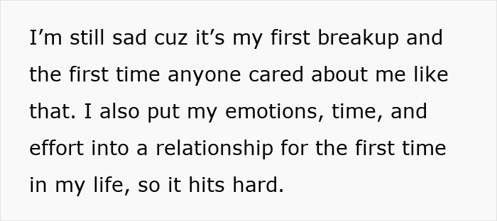 Alt text: Sad person reflecting on first breakup and emotions invested in relationship with significant age gap exposed. Alt text: Sad person reflecting on first breakup and emotions invested in relationship with significant age gap exposed.