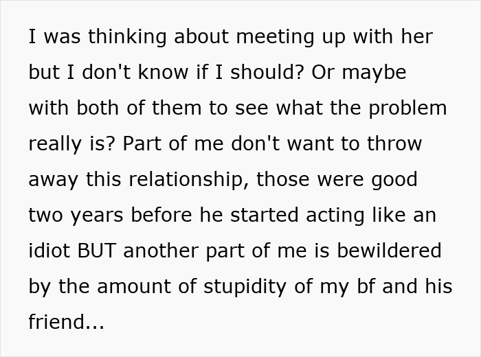 Text excerpt discussing relationship issues involving cheating and astrology-obsessed friend blamed on her being a Cancer sign.
