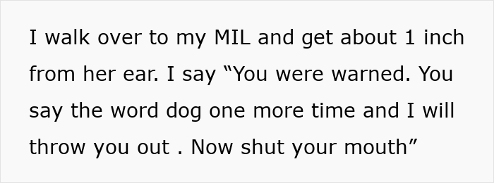 Text on a white background showing a quote warning about saying the word dog near a mother-in-law during Christmas. Text on a white background showing a quote warning about saying the word dog near a mother-in-law during Christmas.