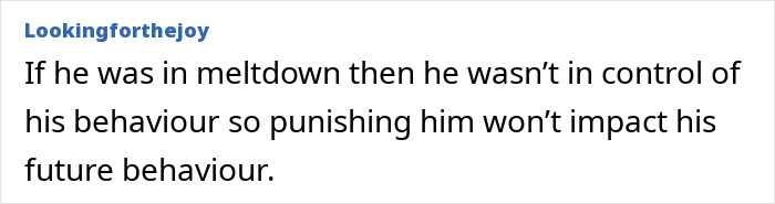 Screenshot of an online comment discussing behavior control related to Christmas nanny kid bite situation. Screenshot of an online comment discussing behavior control related to Christmas nanny kid bite situation.