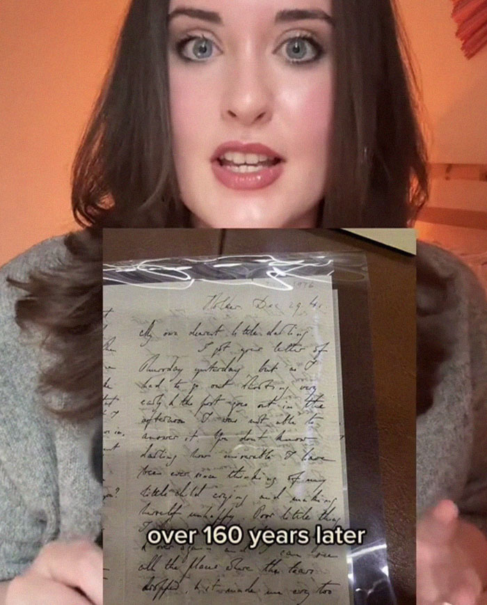 Young woman reading a Victorian letter from the worst Victorian boyfriend with text overlay about 160 years later. Young woman reading a Victorian letter from the worst Victorian boyfriend with text overlay about 160 years later.