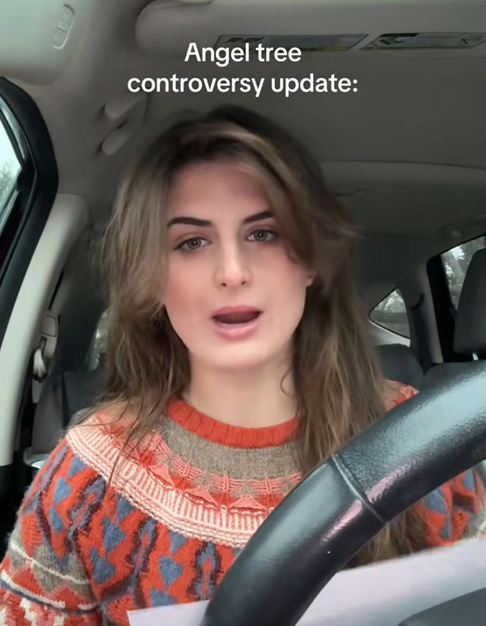 Woman in car sharing opinion about Angel Tree controversy after buying Dollar Store items for child’s gifts haul Woman in car sharing opinion about Angel Tree controversy after buying Dollar Store items for child’s gifts haul