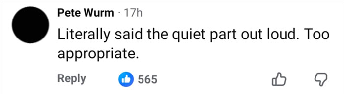 Facebook comment by Pete Wurm reading literally said the quiet part out loud, relating to greatest Freudian slip viral event. Facebook comment by Pete Wurm reading literally said the quiet part out loud, relating to greatest Freudian slip viral event.