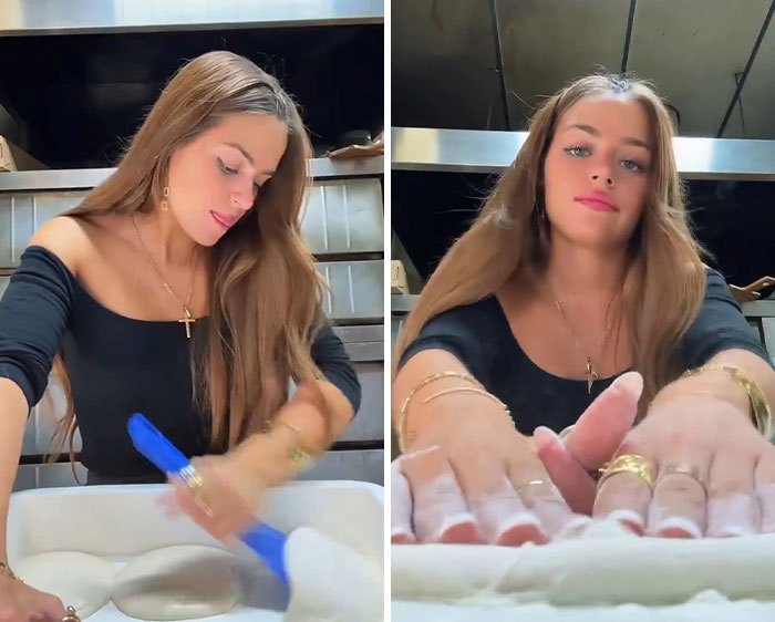 21-year-old pizza maker preparing dough and working in kitchen, gaining viral attention on social media. 21-year-old pizza maker preparing dough and working in kitchen, gaining viral attention on social media.