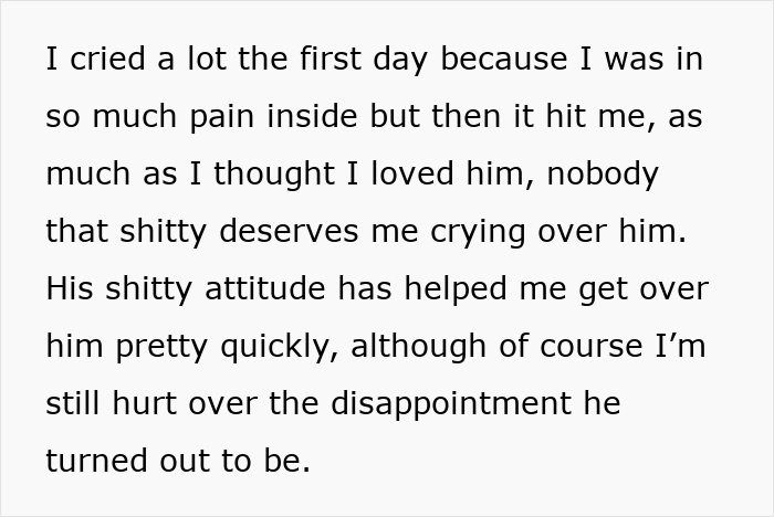 Text excerpt from a personal story about a boyfriend demanding laser removal of all body hair and online reactions.