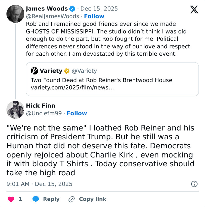 Twitter reactions highlight MAGA hypocrisy in responses to Rob Reiner's slaying compared to Charlie Kirk's treatment. Twitter reactions highlight MAGA hypocrisy in responses to Rob Reiner's slaying compared to Charlie Kirk's treatment.