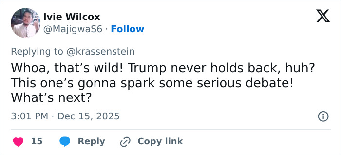 Twitter reply by Ivie Wilcox reacting to Trump’s controversial post about Rob Reiner and wife linked to TDS. Twitter reply by Ivie Wilcox reacting to Trump’s controversial post about Rob Reiner and wife linked to TDS.