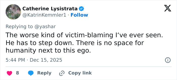 Tweet criticizing Trump’s post about Rob Reiner and wife, calling it seriously distasteful and victim-blaming. Tweet criticizing Trump’s post about Rob Reiner and wife, calling it seriously distasteful and victim-blaming.