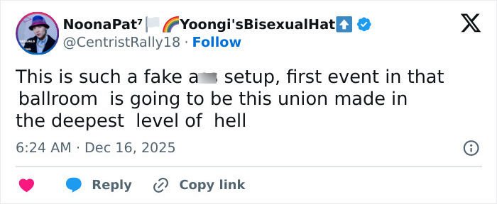 Tweet from user NoonaPat criticizing a fake setup related to Donald Trump Jr.'s engagement soon after breakup with humorous reactions.