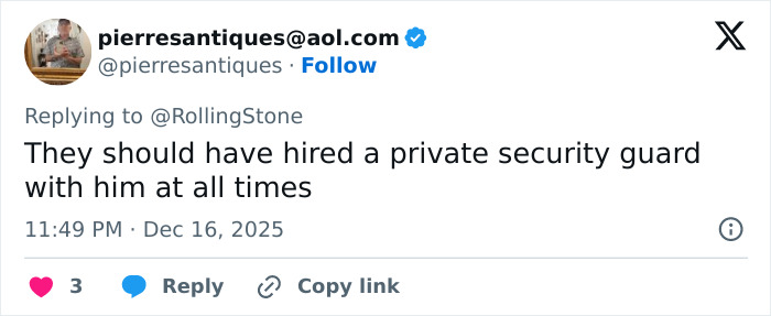 Tweet discussing Rob Reiner's son interaction at Conan O'Brien's party that freaked out celebrities. Tweet discussing Rob Reiner's son interaction at Conan O'Brien's party that freaked out celebrities.