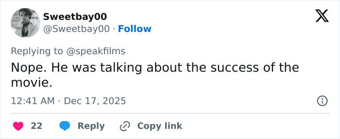 Screenshot of a tweet about Timoth&eacute;e Chalamet being criticized for arrogance after an embarrassing interview.