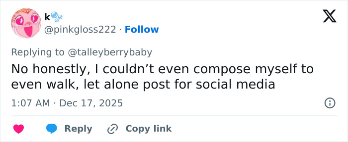 Screenshot of a social media reply discussing emotional difficulty to post, related to Erika Kirk's curated moment with husband Charlie. Screenshot of a social media reply discussing emotional difficulty to post, related to Erika Kirk's curated moment with husband Charlie.