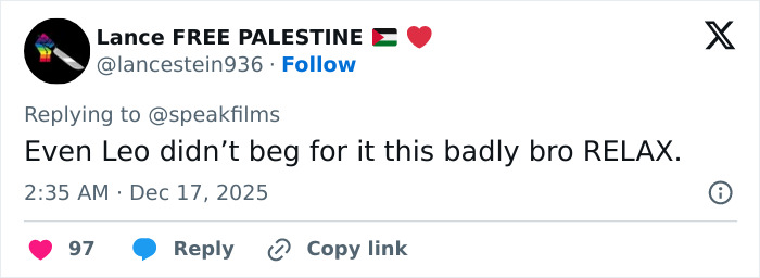 Tweet criticizing Timoth&eacute;e Chalamet for arrogance after an embarrassing interview, posted in a casual tone.