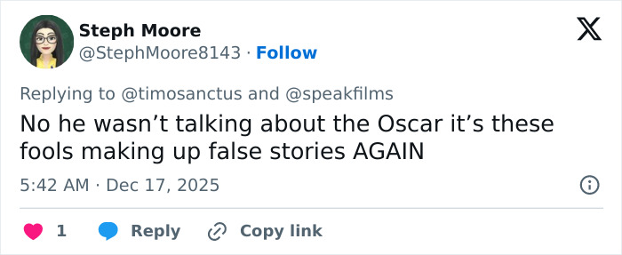 Screenshot of a tweet denying false stories after Timoth&eacute;e Chalamet was criticized for arrogance in an interview.