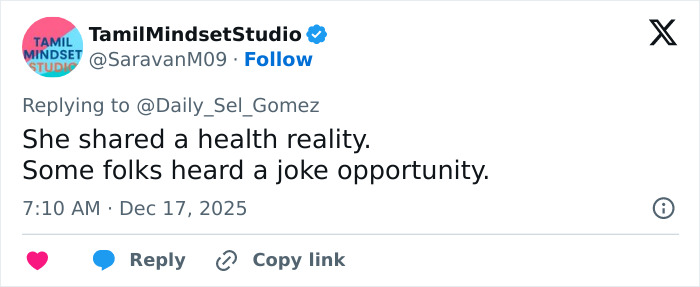 Screenshot of a Twitter reply discussing Selena Gomez’s brilliant response about how she shaves her mustache. Screenshot of a Twitter reply discussing Selena Gomez’s brilliant response about how she shaves her mustache.