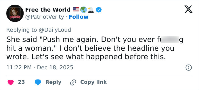 Tweet discussing the Miami gym incident involving a woman punching an employee over a simple request.