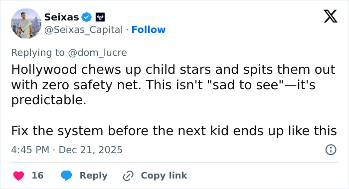 Tweet discussing the struggle with homelessness faced by a Nickelodeon star and the flaws in Hollywood's support system. Tweet discussing the struggle with homelessness faced by a Nickelodeon star and the flaws in Hollywood's support system.