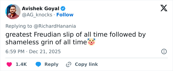 Tweet by Avishek Goyal commenting on the greatest Freudian slip and awkward moment at a TPUSA event. Tweet by Avishek Goyal commenting on the greatest Freudian slip and awkward moment at a TPUSA event.