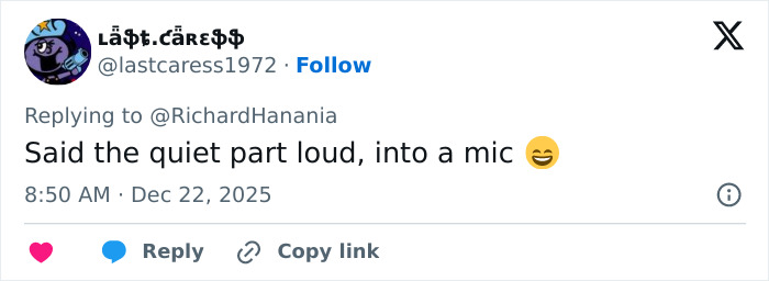 Tweet showing a humorous comment on Erika Kirk’s greatest Freudian slip during a TPUSA event, with a smiling emoji. Tweet showing a humorous comment on Erika Kirk’s greatest Freudian slip during a TPUSA event, with a smiling emoji.