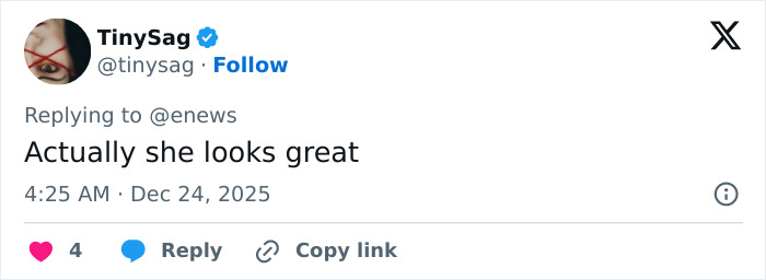 Screenshot of a tweet praising Amanda Bynes after paparazzi pic showing dramatic weight loss and mention of injections.