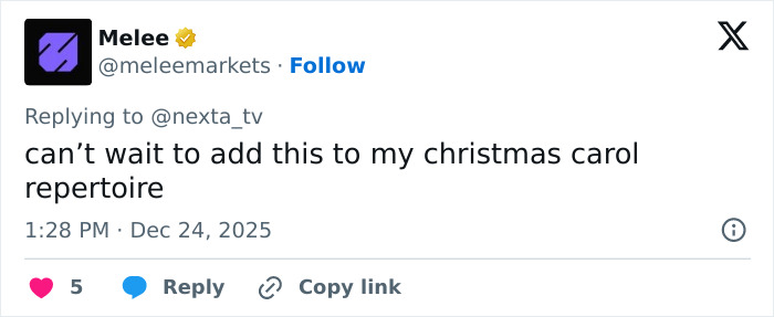 Screenshot of a tweet expressing excitement to add Mongolian Jingle Bells throat singing Christmas anthem to holiday repertoire. Screenshot of a tweet expressing excitement to add Mongolian Jingle Bells throat singing Christmas anthem to holiday repertoire.