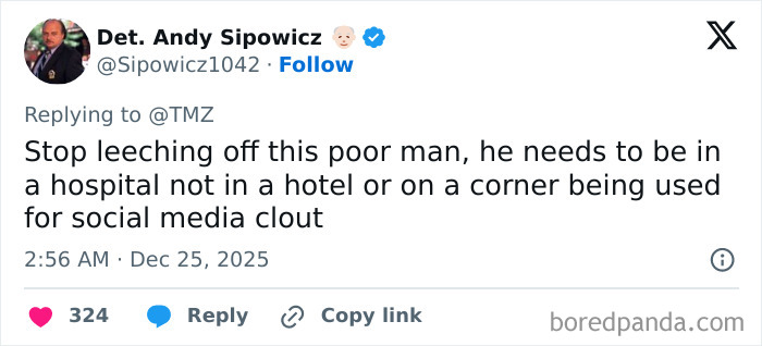 Screenshot of a tweet discussing the dad of Nickelodeon star Tylor Chase and his sad health update on the streets. Screenshot of a tweet discussing the dad of Nickelodeon star Tylor Chase and his sad health update on the streets.