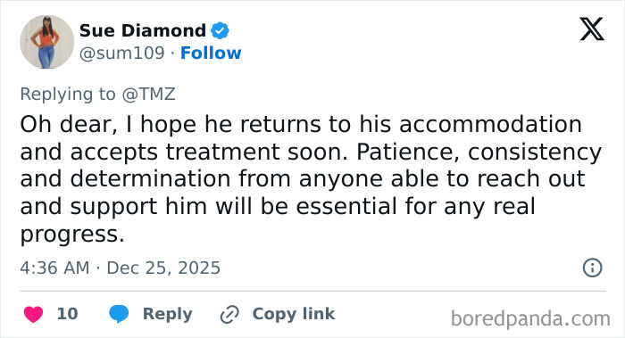 Tweet from Sue Diamond expressing concern and support for dad of Nickelodeon star Tylor Chase regarding health and homelessness update Tweet from Sue Diamond expressing concern and support for dad of Nickelodeon star Tylor Chase regarding health and homelessness update